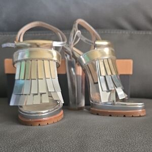 Elegant Metallic Fringe Women's Heels